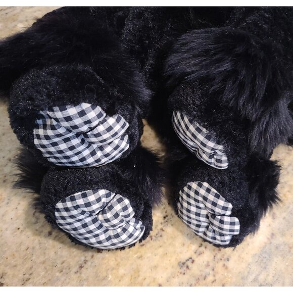 Mary Meyer Black Pipi Poodle 14" Plush Stuffed Animal w Gingham Paws & Bow - Picture 9 of 11